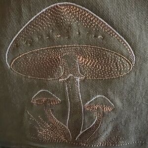 Wide leg embroidered green khaki color jeans